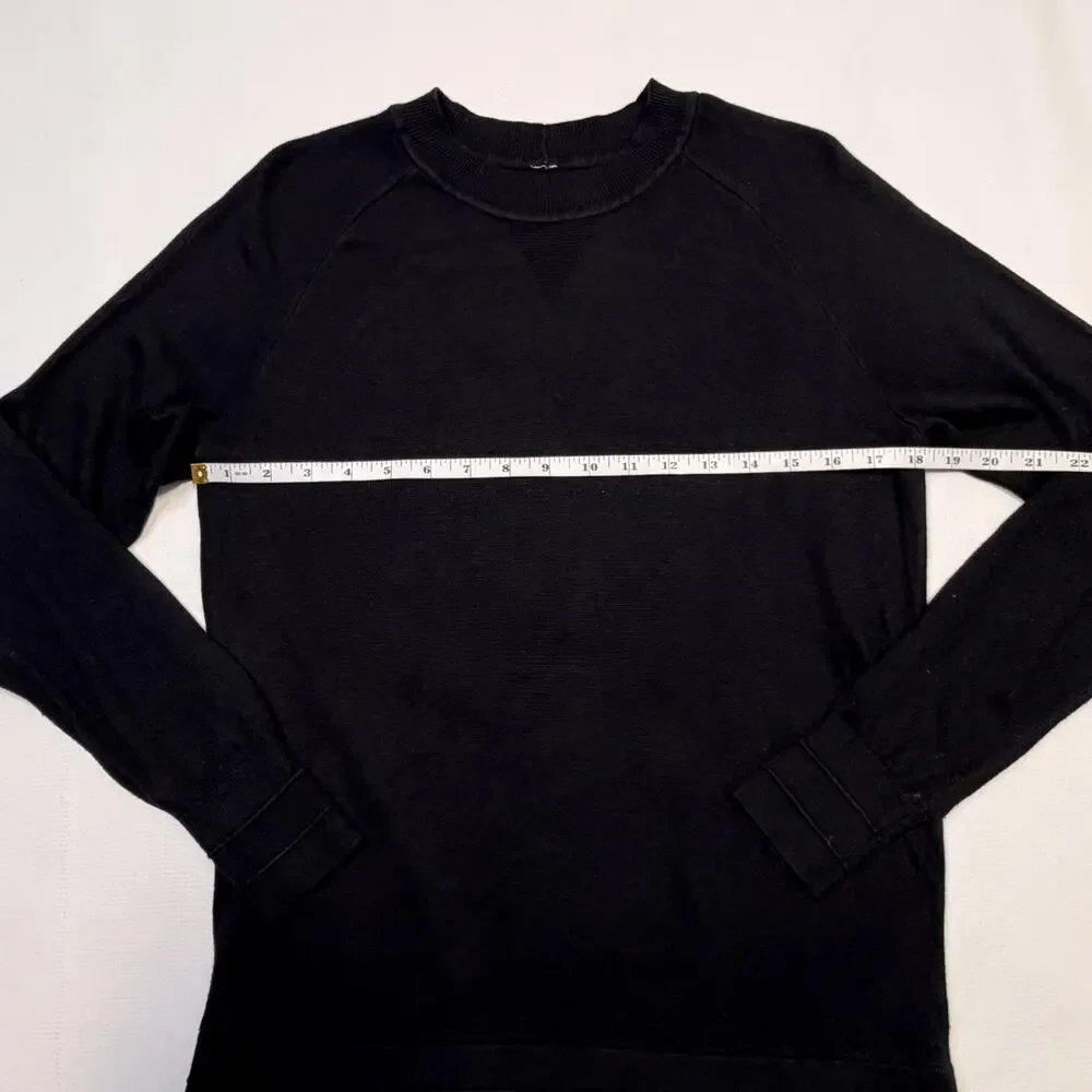 Lululemon Sweater Womens Medium Black Cashmere Cotton Crewneck Knit Pullover